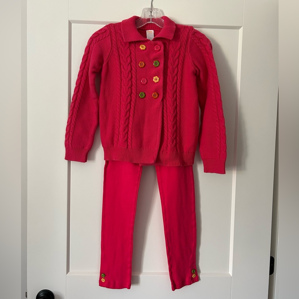 Gymboree Girls’ Cable Knit Sweater with Colorful Buttons and matching Leggings